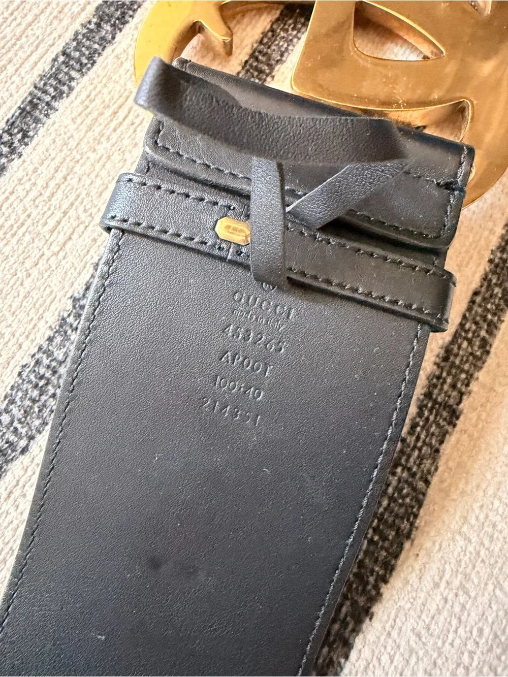 Gucci Black Leather Belt with Gold Double G Buckle (jumbo) AUTHENTIC